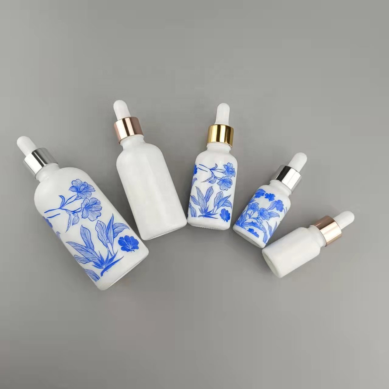 rose gold dropper bottle 200 ml 100 ml 50 ml opal glass bottle 30 ml 15 ml 10 ml white cosmetic bottle aluminum dropper for oil