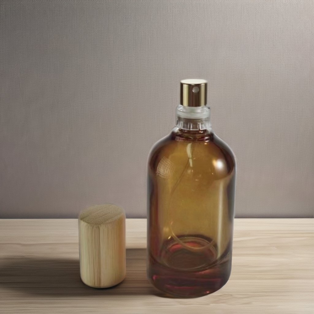 Custom high quality New Made Glass Perfume Bottles 30ML 50ML Empty brown Perfume Bottle with box wooden cap