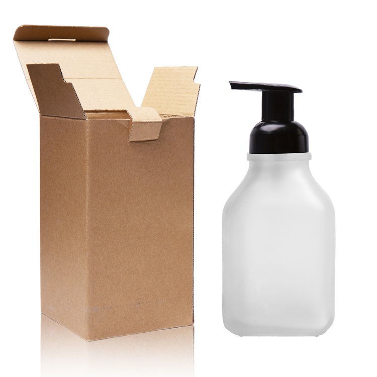 500ml Frosted Matte Black Square Foam Soap Liquid Soap Dispenser Glass Bottle With Foaming Pump