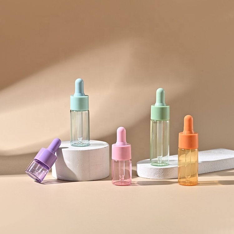 5ml 10ml 15ml 20ml serum cosmetic packaging transparent empty repair essential oil glass dropper bottle with color drop