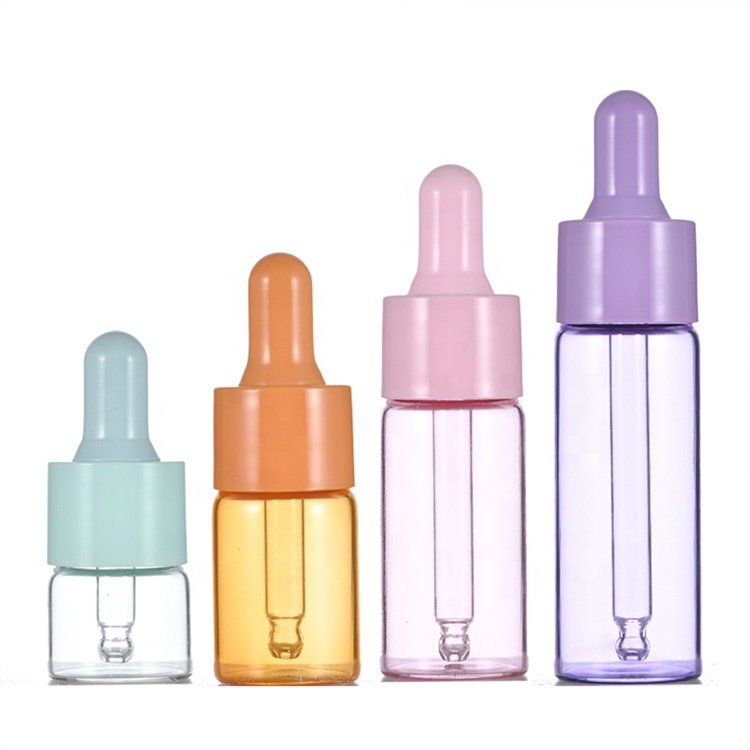 5ml 10ml 15ml 20ml serum cosmetic packaging transparent empty repair essential oil glass dropper bottle with color drop