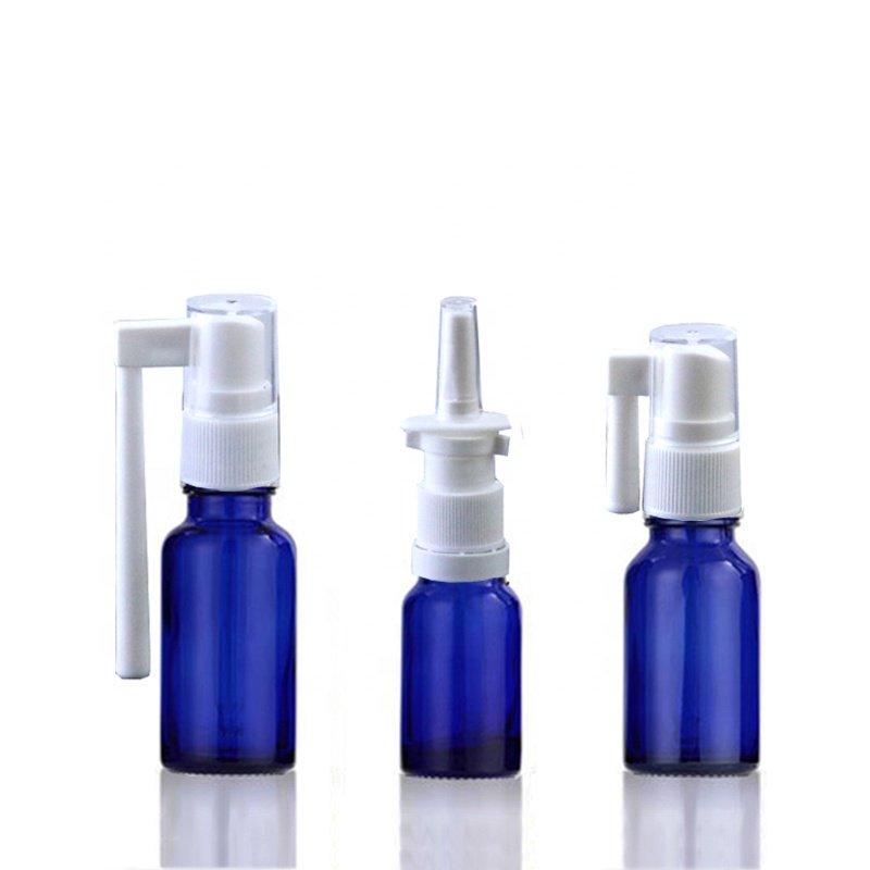 Factory price mini 5ml 10ml 15ml 20ml 30ml 1oz Round Mouth Perfume Water Bottle Blue Glass Nasal Spray Bottles (GES03-B)