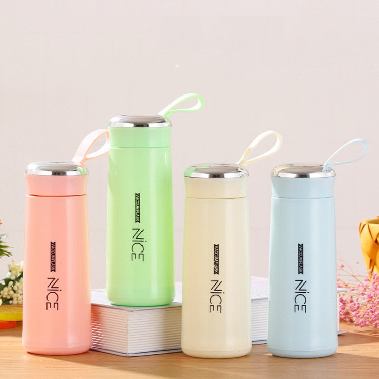 Wholesale 2022 new Nice glass liner creative water bottle simple department store student bottle advertising gift thermos bottle