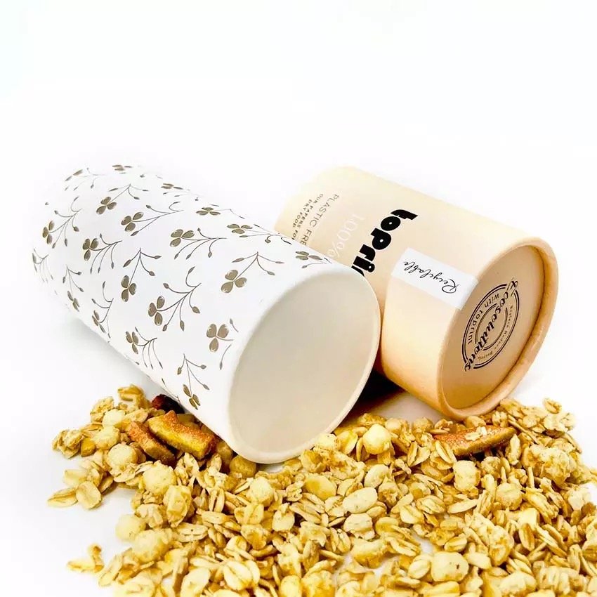 Custom Cereal Box Round Recycled Cardboard Cylinder Packaging Standard Air Tightness Oatmeal Paper Tube Package