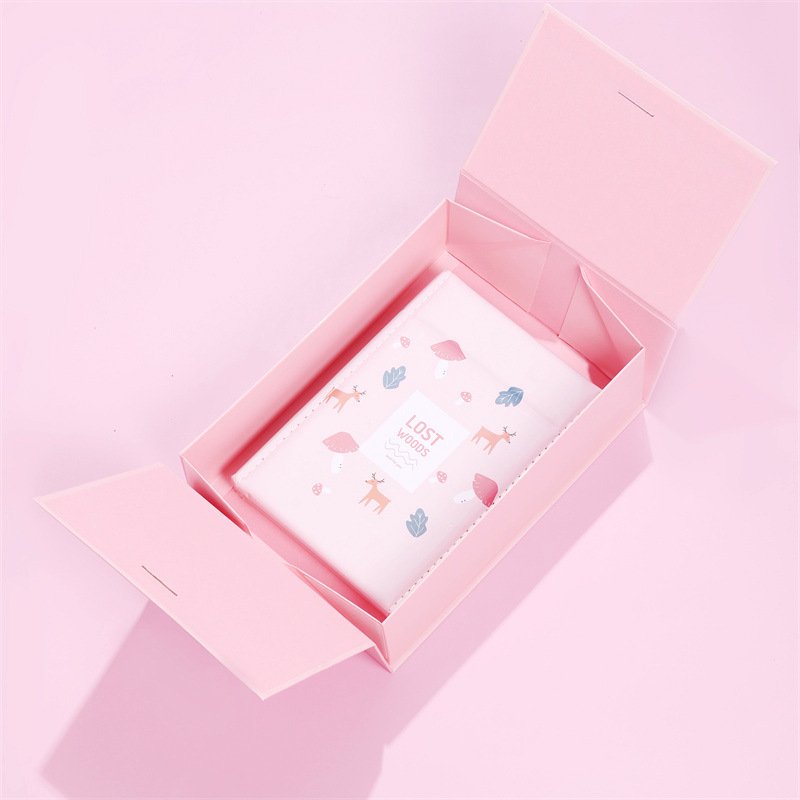 New ribbon flap double door folding paper gift box solid color simple atmosphere gift packaging paper box