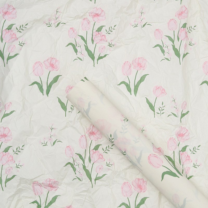 Promotion Gift Wrapping 50-75cm Colorful Bamboo Pulp Pink Tissue Silk Paper with Nice Pattern Supplied by Quality Suppliers