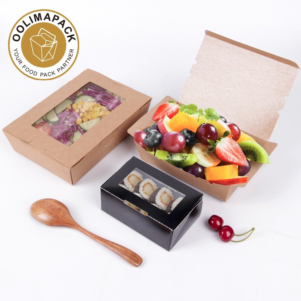 disposable take out salad box,food packaging cardboard boxes with window,take away container