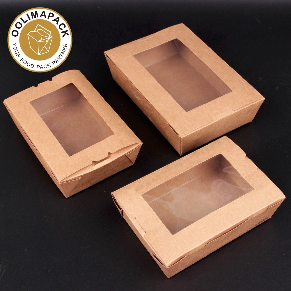 disposable take out salad box,food packaging cardboard boxes with window,take away container