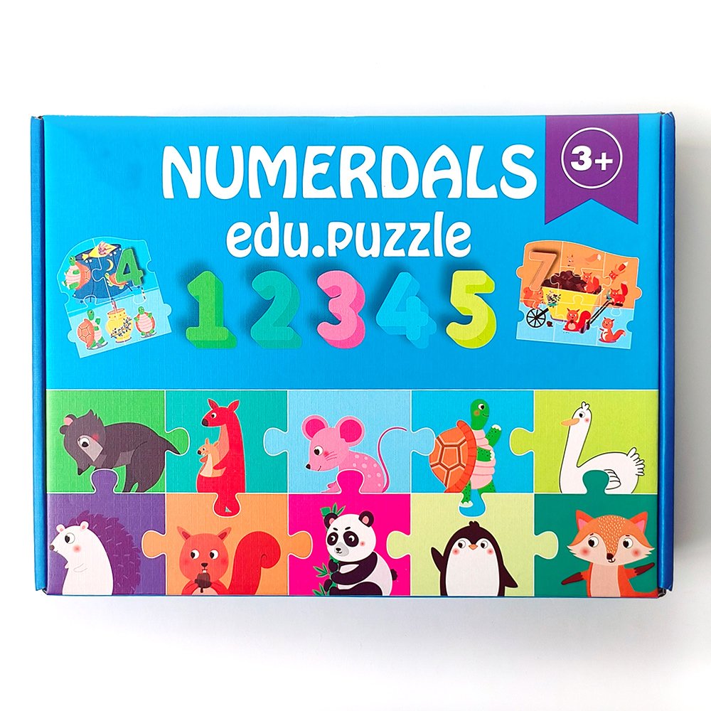 Hot children education cards numerdals and animal puzzle games for 3+ age kids cardboard packaging box