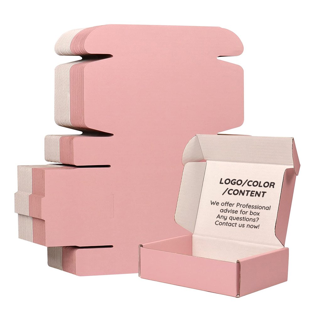 Custom Printed Pink Apparel Gift Boxes Corrugated Mailer Carton Box Shoes Clothes Mailing Shipping Boxes Packaging With Logo