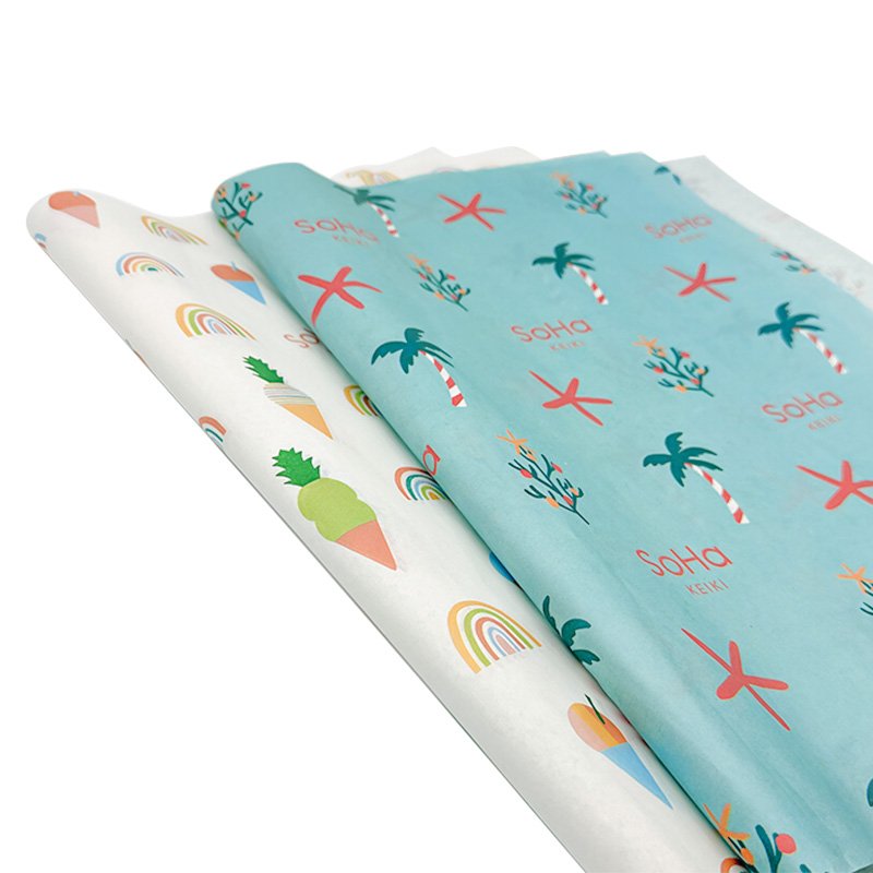 High Quality White Paper Green Logo Silk Paper For Packaging