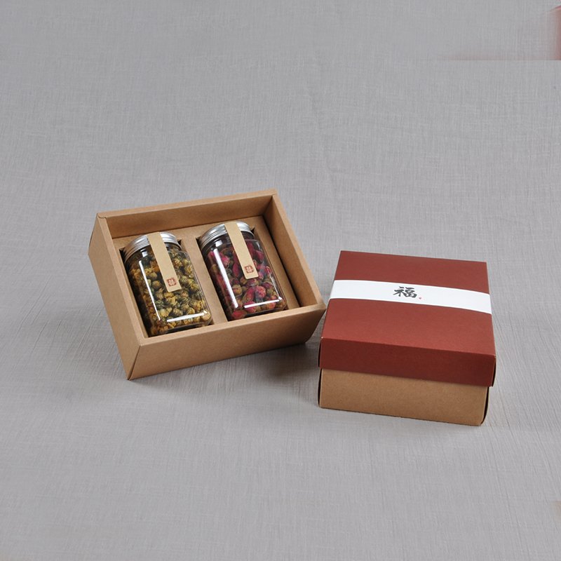 Eco-friendly kraft paper packaging lid and base honey gift package box