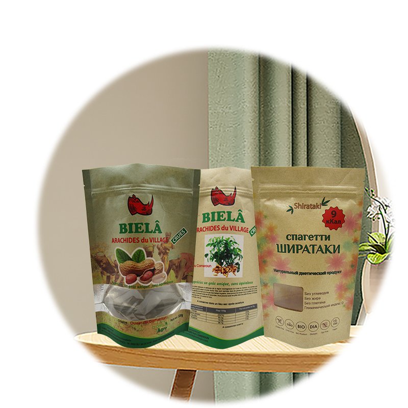 Wholesale Food Grade Zip lock Pack Plastic Gift Pouch Matcha Herbal Kraft Paper Packing Tea Packaging