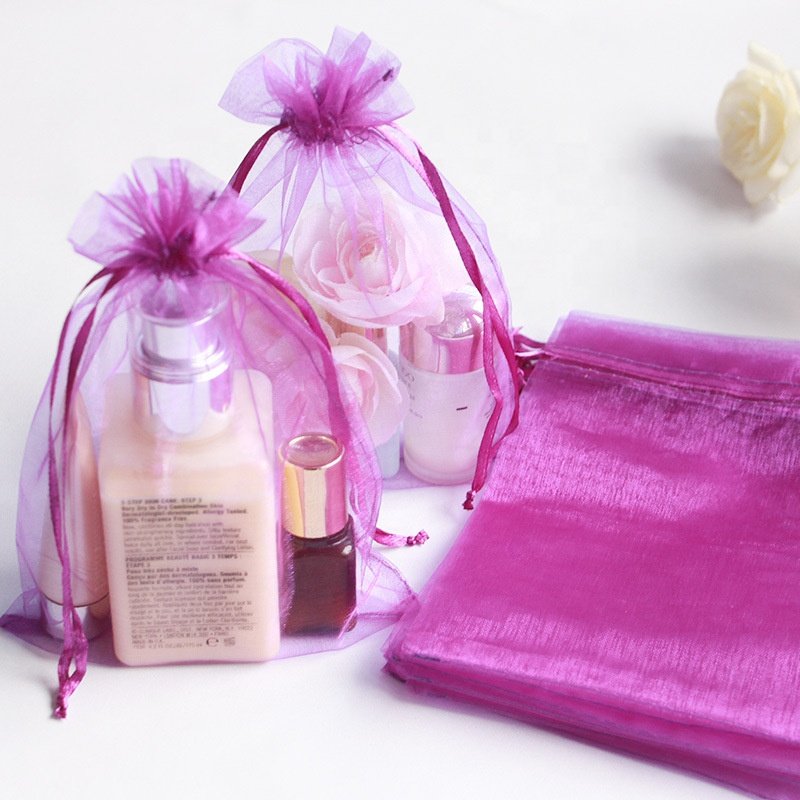 Wholesale Cheap Custom White organza bags 13x18 Wedding Jewelry Sheer Organza Bag Terylene Drawstring Bags Printing Logo