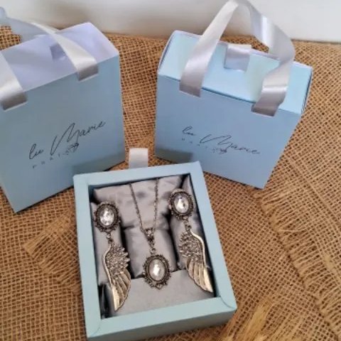 Custom Logo Luxury Jewelry Set Christmas Gift Packaging Paper Box With Ribbon Bow For Ring Pendant Necklace Earring Bracelet