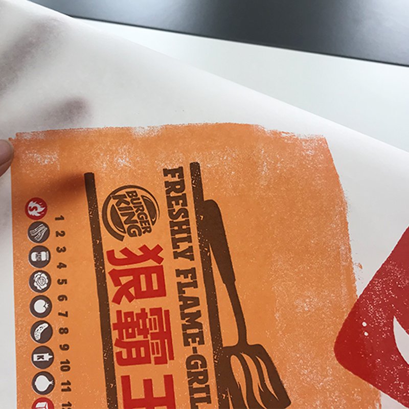 Printed high quality food grade greaseproof paper burger wrapping paper wax paper for food