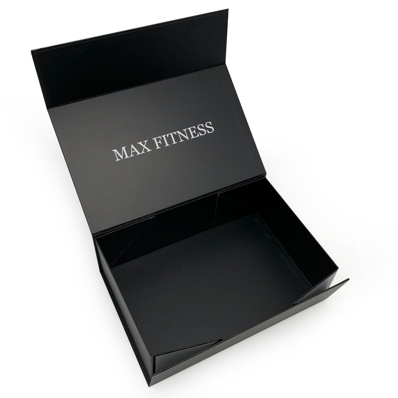 Custom Luxury Black UV Logo Magnetic Magnet Clothes Boxes Folding Clothing Cloth Gift Paper Packaging Box