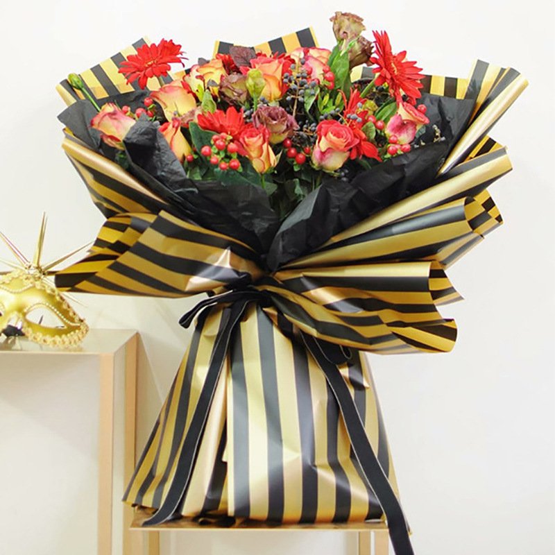 Wholesale Waterproof Flower Wrapping Paper Large Stripe Korean Paper Flower Shop Packaging Materials