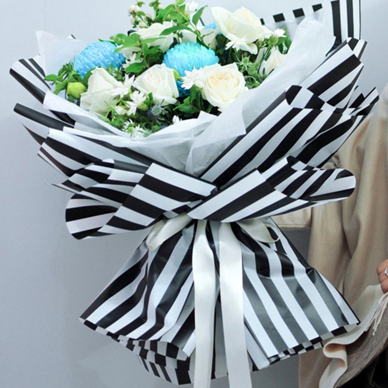 Wholesale Waterproof Flower Wrapping Paper Large Stripe Korean Paper Flower Shop Packaging Materials