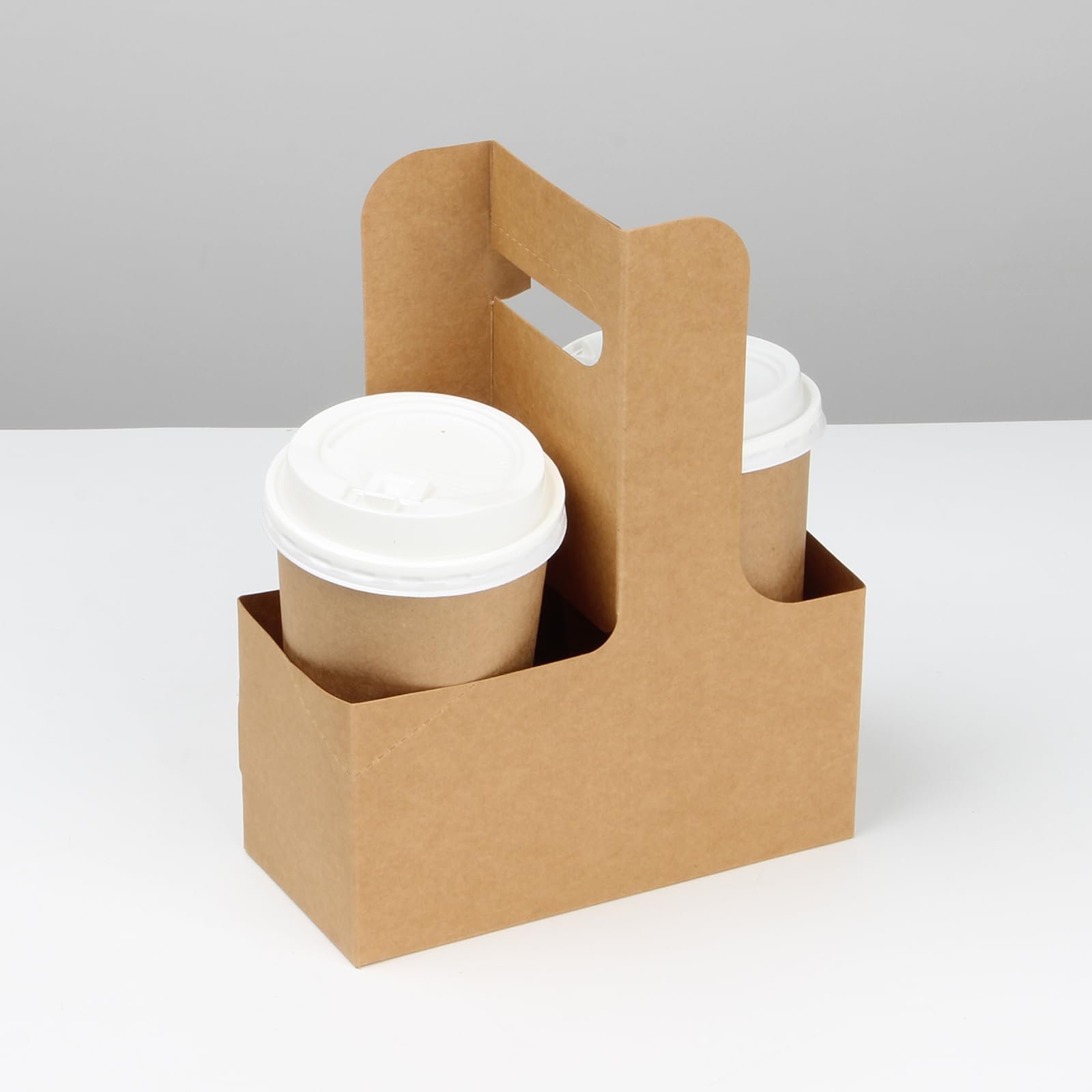 Customized Disposable Coffee Packaging Paper Cup Holder Coffee Paper Cup Carrier Kraft Holder Take Away Carrier