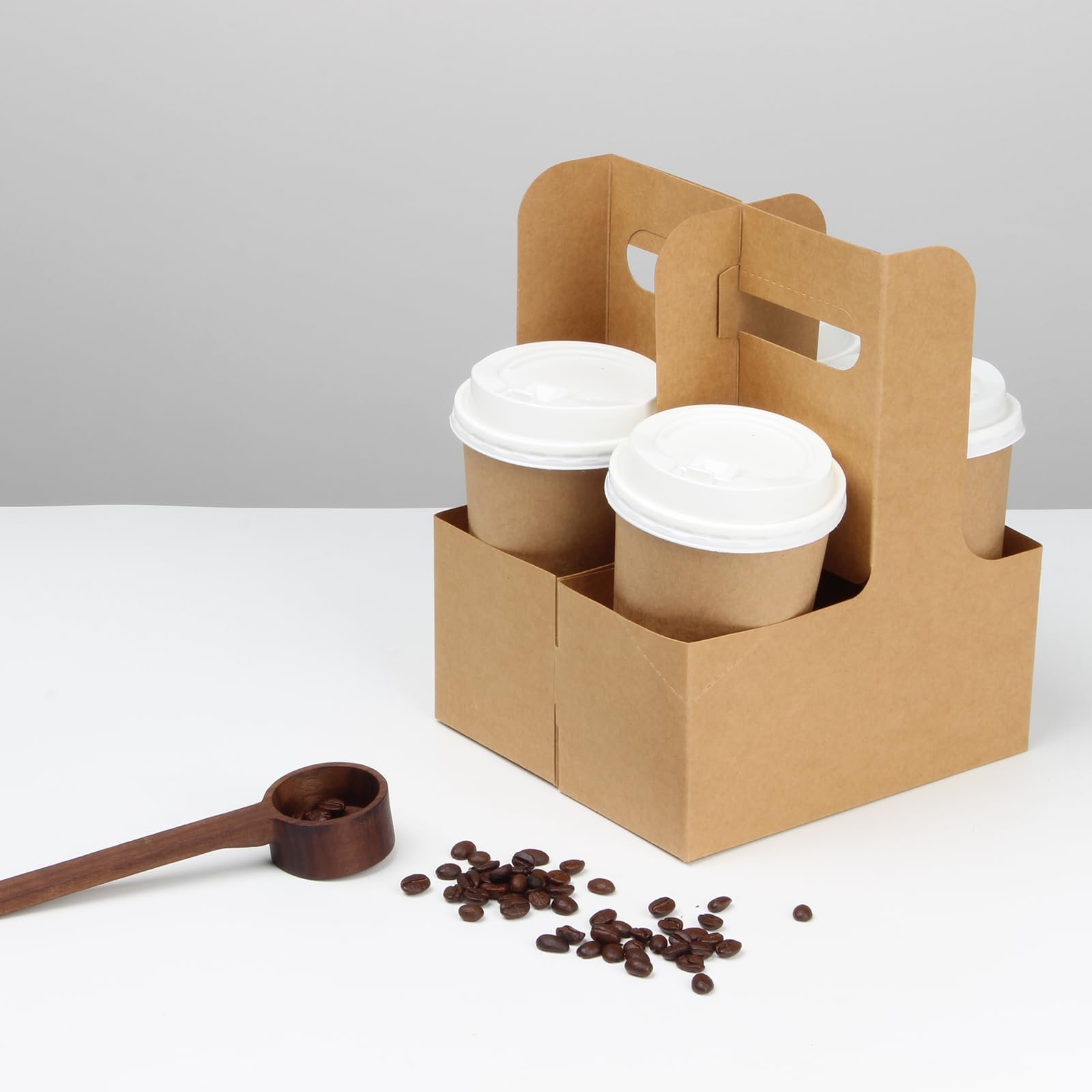 Customized Disposable Coffee Packaging Paper Cup Holder Coffee Paper Cup Carrier Kraft Holder Take Away Carrier
