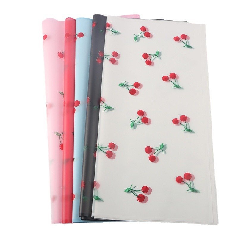 58*58cm/pcs Red Cherry Design Printed Plastic Waterproof Flower Bouquet Wrapping Paper Floral Packaging Paper