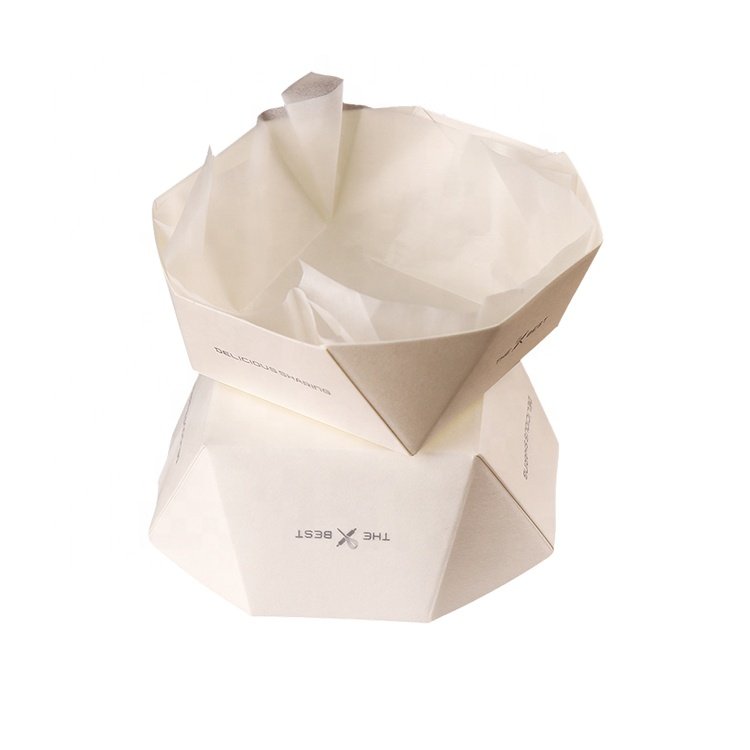 Sushi Taco Takeaway Box Octagonal Serving Tray Take Out Paper for Restaurant Packing Material Food Snack Box Candy Gift Box 001