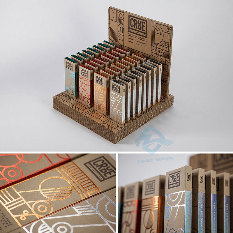 Custom Printed Individual Chocolate Bar Packaging Paper Boxes Gold Foil Chocolate Box With Logo