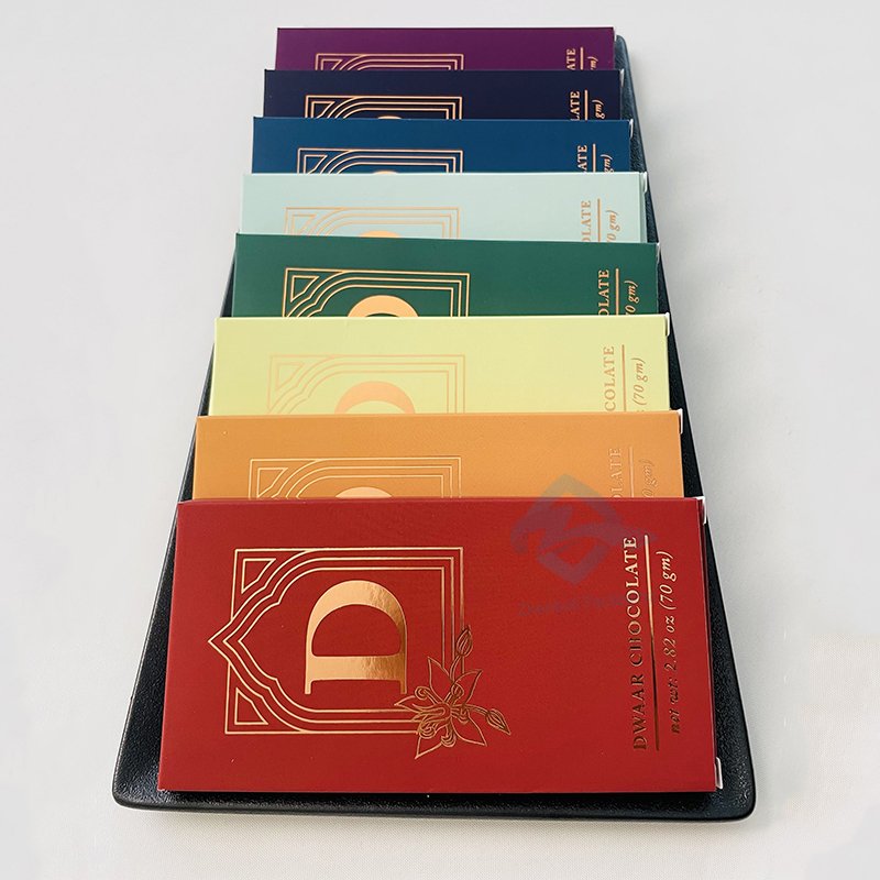 Custom Printed Individual Chocolate Bar Packaging Paper Boxes Gold Foil Chocolate Box With Logo