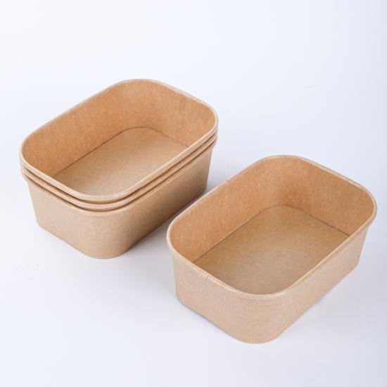 Compostable Biodegradable All sizes Square kraft paper bowl with PP lids take away paper box food container packaging