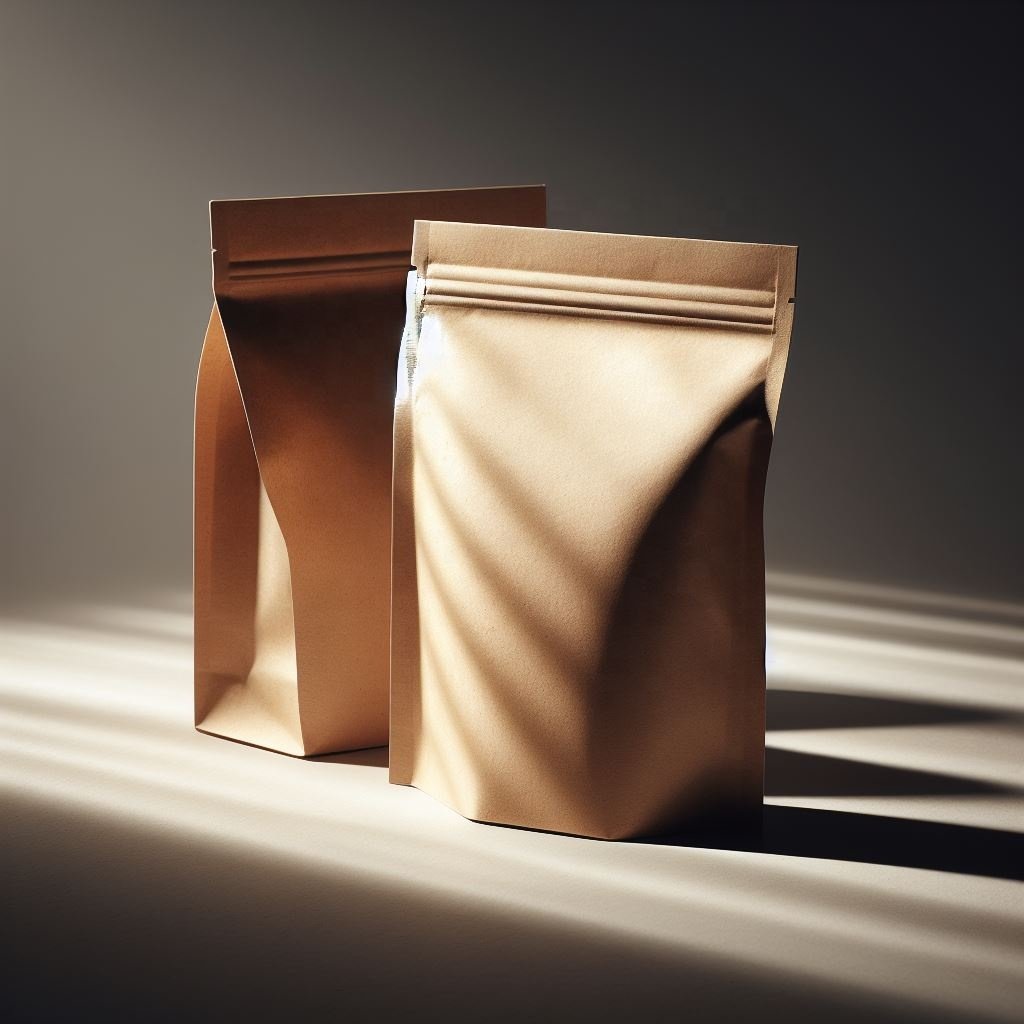 Recyclable Dry Food Fruit Snack Packaging Bag Ziplock Kraft Paper PLA Stand Up Pouch With Zipper And Window