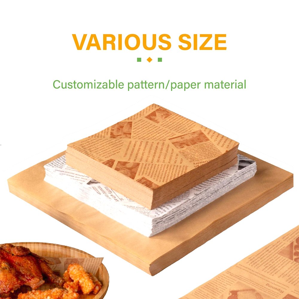ZJPACK Grease Oil Proof Biodegradable Food Grade Wax Paper Butter Wrapping Burger Wax Paper