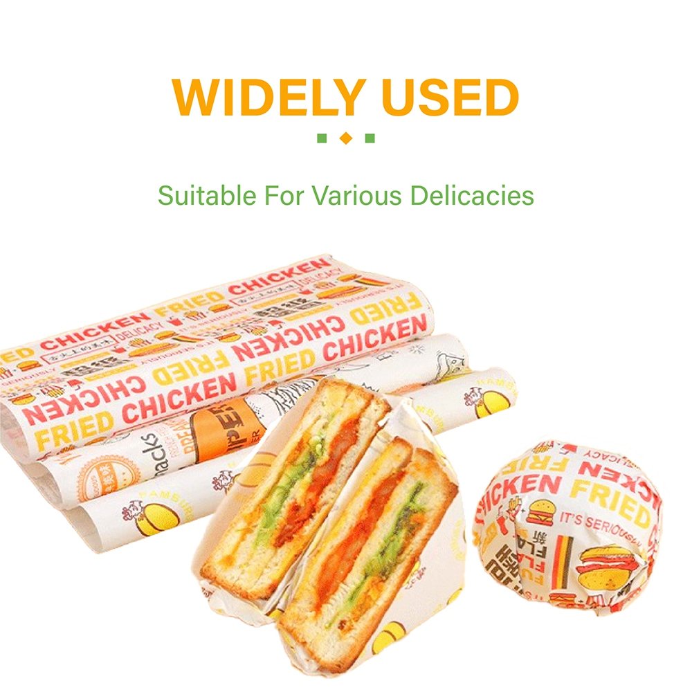 ZJPACK Grease Oil Proof Biodegradable Food Grade Wax Paper Butter Wrapping Burger Wax Paper