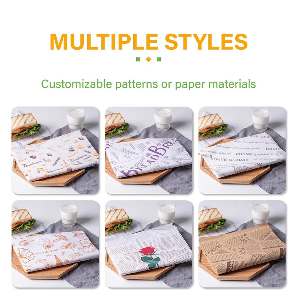 ZJPACK Grease Oil Proof Biodegradable Food Grade Wax Paper Butter Wrapping Burger Wax Paper