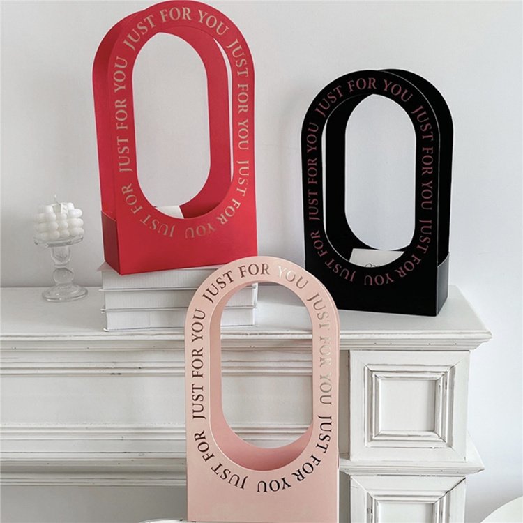 Beautiful Colorful Paper Flower Basket Packaging Arch Flower Vase Box With Thank Card