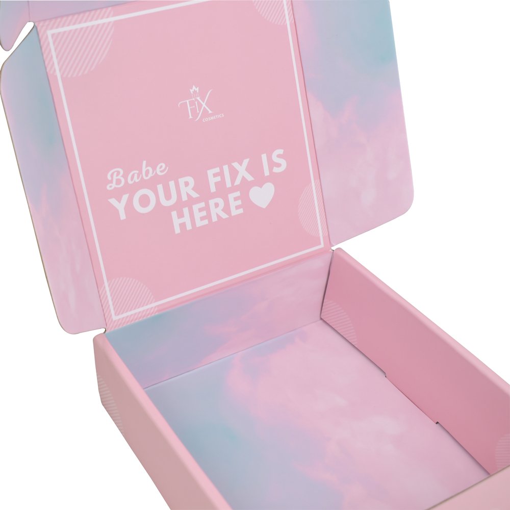 Gradient color Pink Corrugated Paper Cardboard Packaging shipping Mailer Box with Custom Printing