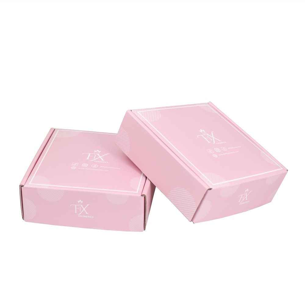 Gradient color Pink Corrugated Paper Cardboard Packaging shipping Mailer Box with Custom Printing