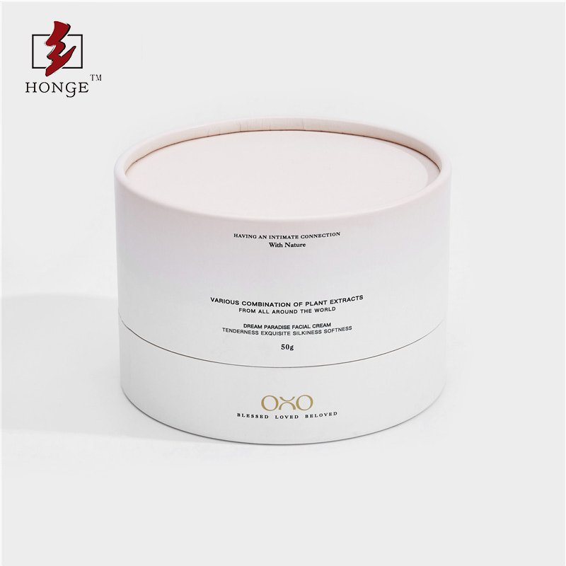 HonGe Round Cylinder Kraft Cardboard Paper Tubes Packaging Gold Custom Skin Care Cosmetic Set Packaging In Custom Size Tube Boxs