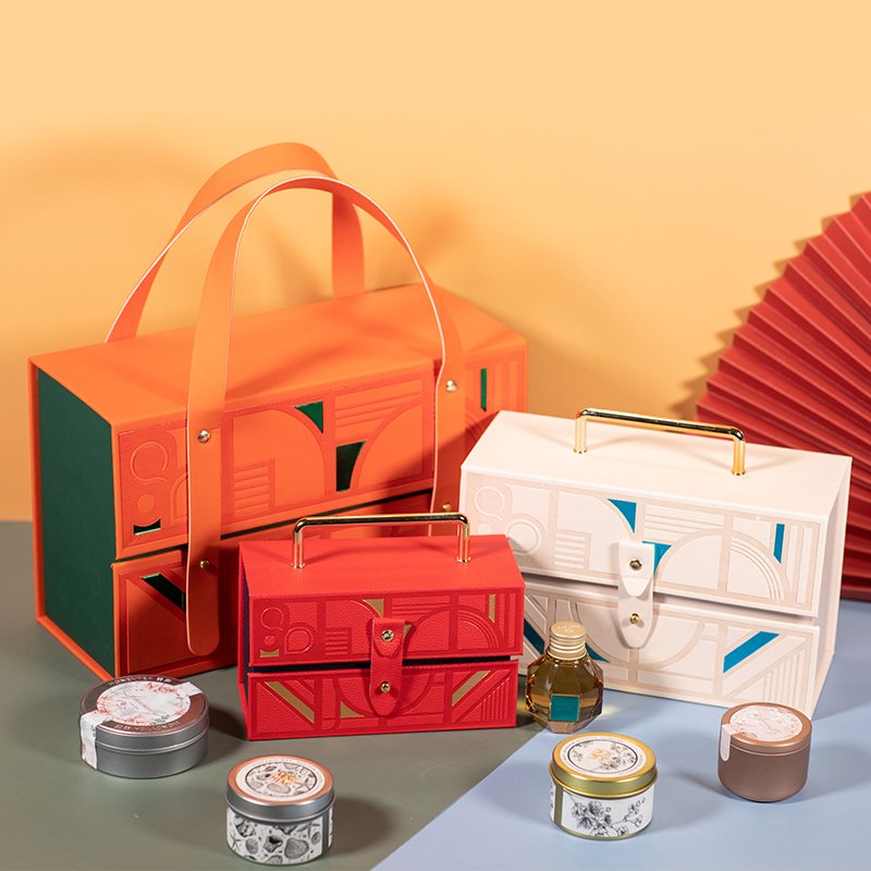 Luxury Unique Jewelry Box With Handle Jewelry Packaging Paper Crafts Double Opening Square Shape Paper Box