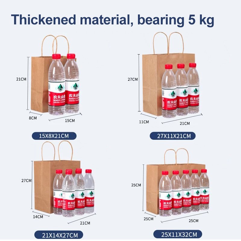 Wholesale Shopping packaging Handle Ribbon Kraft Black Craft Brown Bread White Food Small paper Bag With Your Own Logo