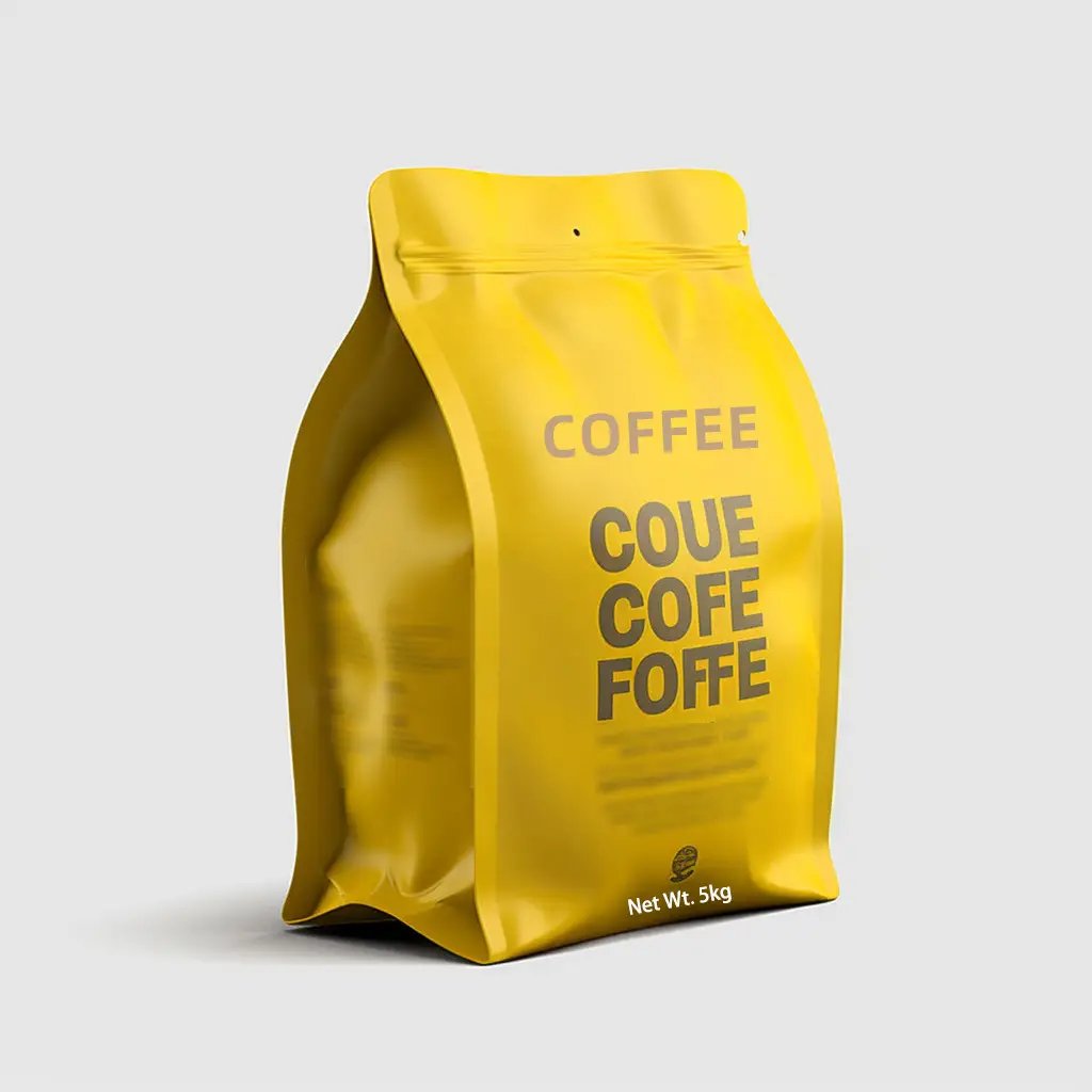 Packaging For Coffee Flat Bottom Kraft Paper Bolsas Para Cafe with Zipper and Window