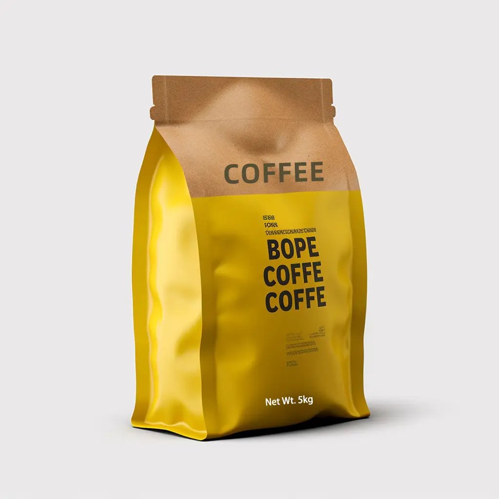 Packaging For Coffee Flat Bottom Kraft Paper Bolsas Para Cafe with Zipper and Window