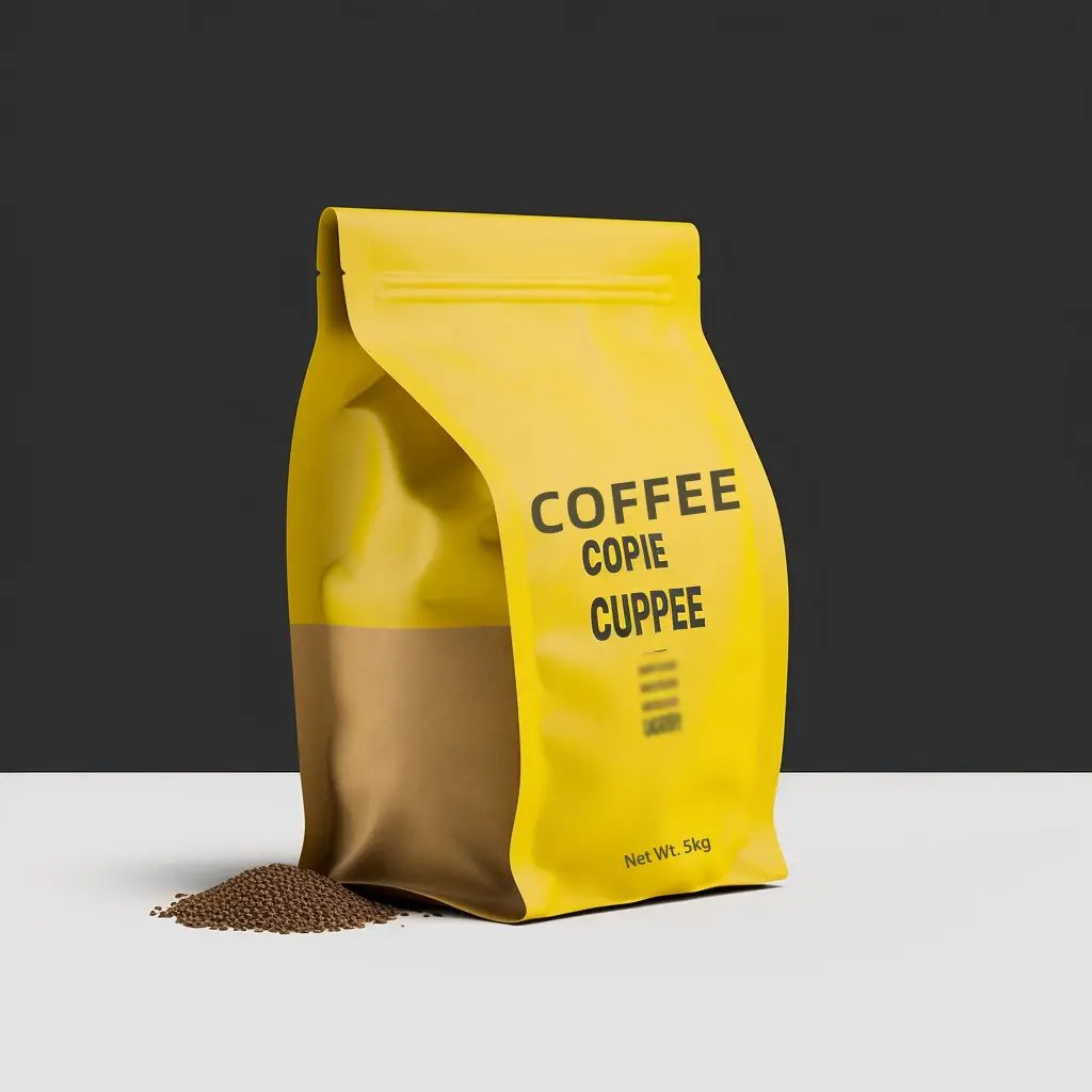 Packaging For Coffee Flat Bottom Kraft Paper Bolsas Para Cafe with Zipper and Window