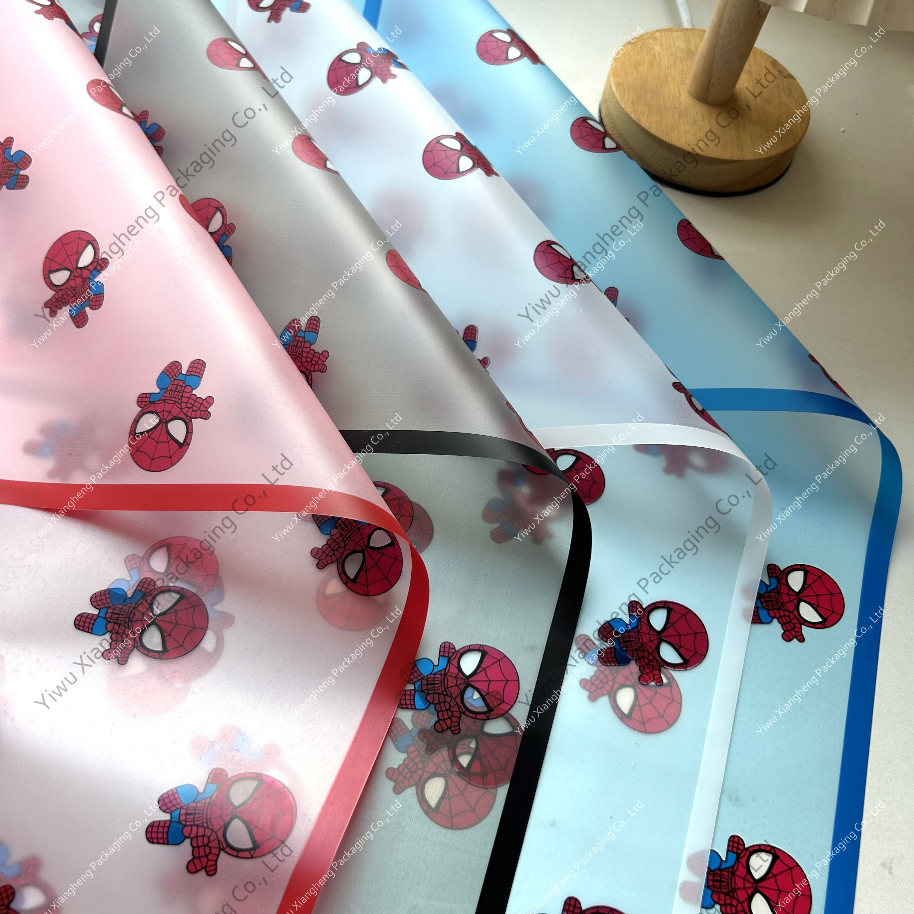 Frosty paper with outline Floral Material Korean Paper Transparent for Flowers PE Waterproof OPP Spider-Man Paper