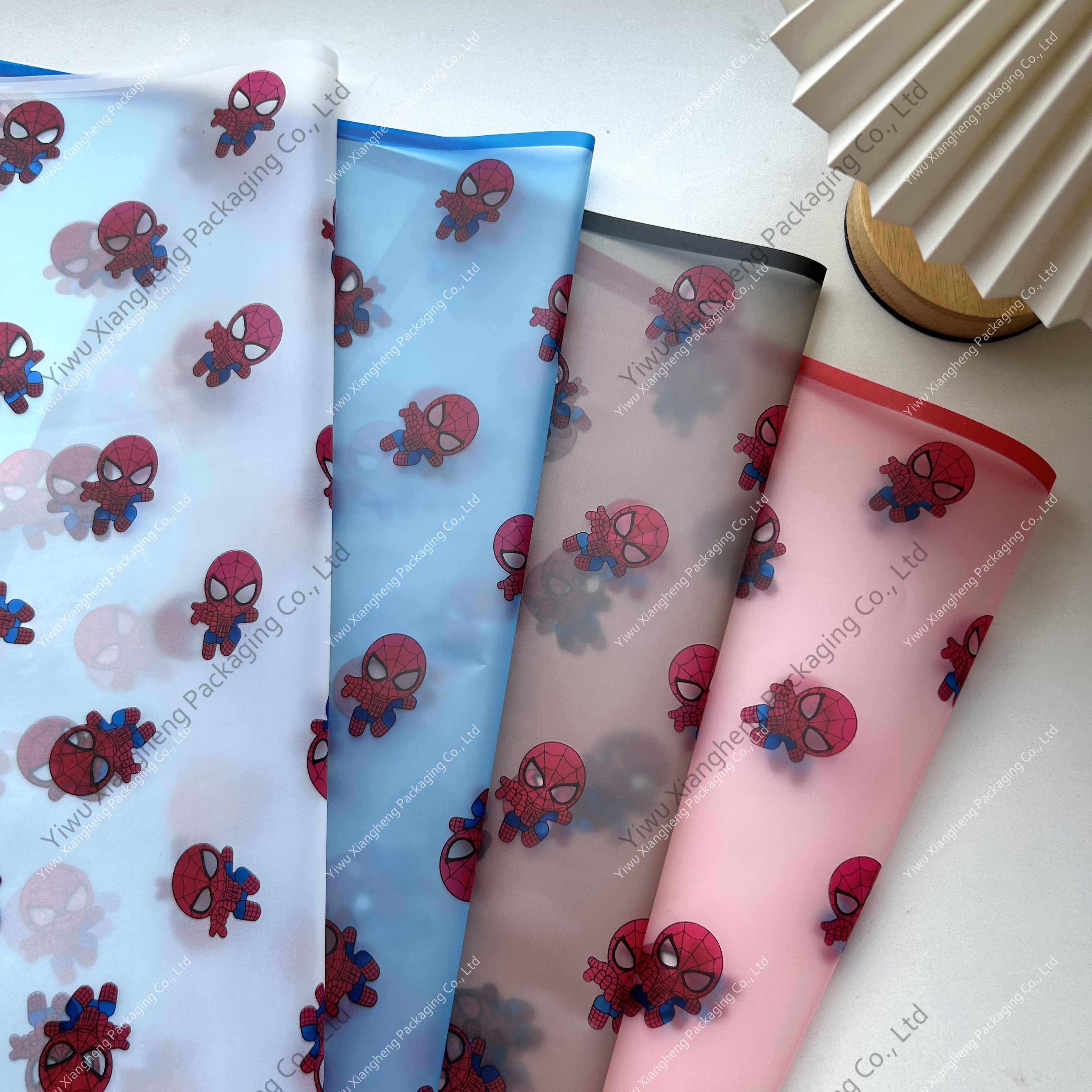 Frosty paper with outline Floral Material Korean Paper Transparent for Flowers PE Waterproof OPP Spider-Man Paper