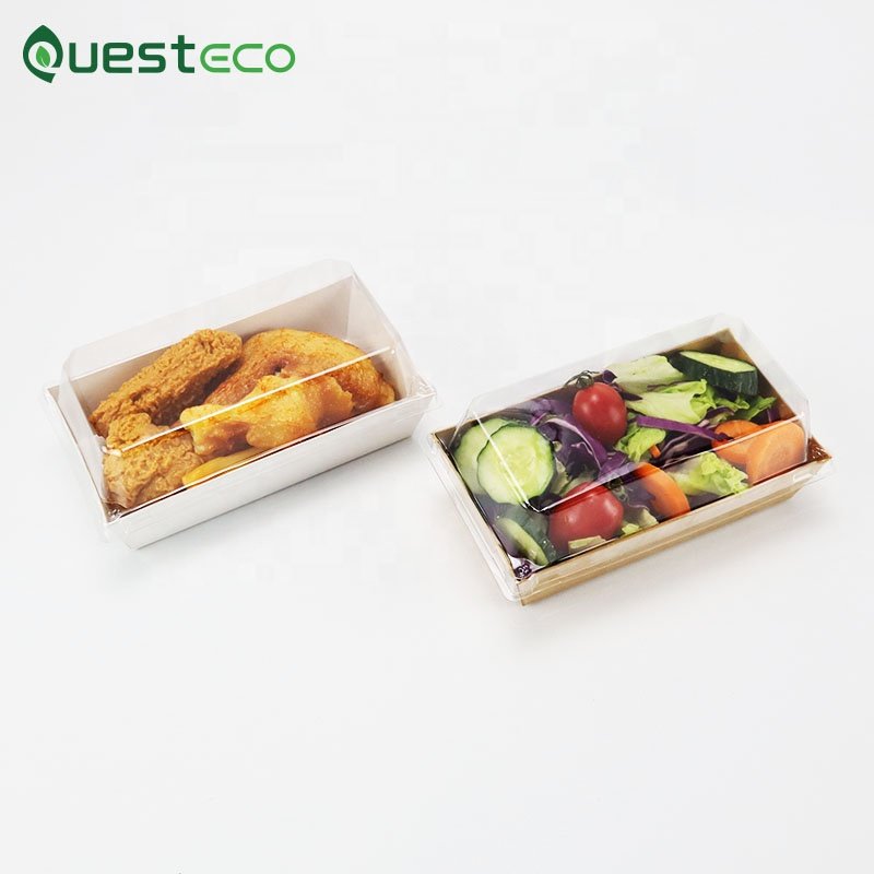wholesale kraft white food take away paper salad bakery burger fruit container packaging box on sale boxes with clear lid