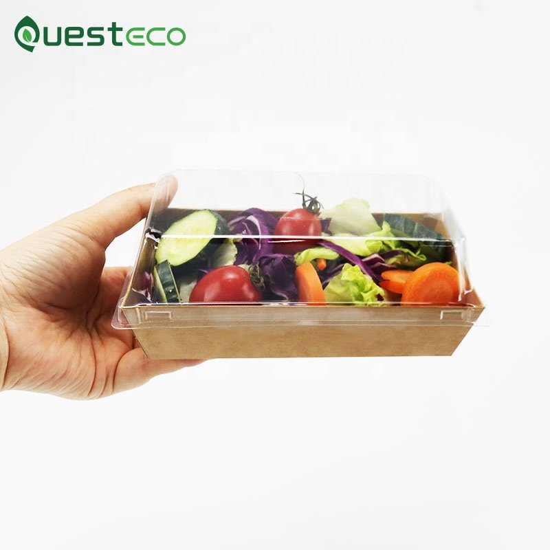 wholesale kraft white food take away paper salad bakery burger fruit container packaging box on sale boxes with clear lid