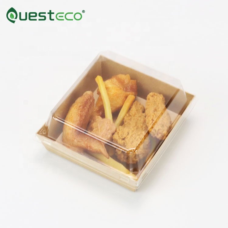 wholesale kraft white food take away paper salad bakery burger fruit container packaging box on sale boxes with clear lid