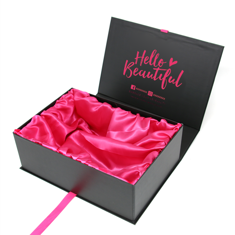Custom design large paper magnetic folding box packaging luxury rigid cardboard foldable gift box for cosmetic wigs hair