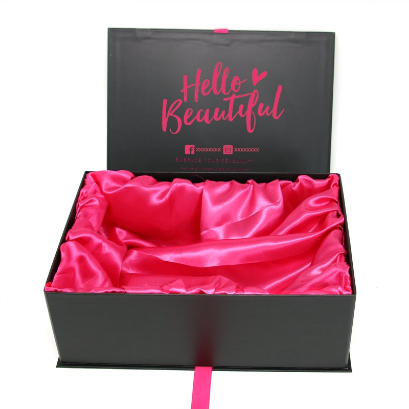 Custom design large paper magnetic folding box packaging luxury rigid cardboard foldable gift box for cosmetic wigs hair